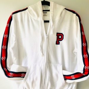 PINK PERFECT FULL-ZIP HOODIE IN WHITE